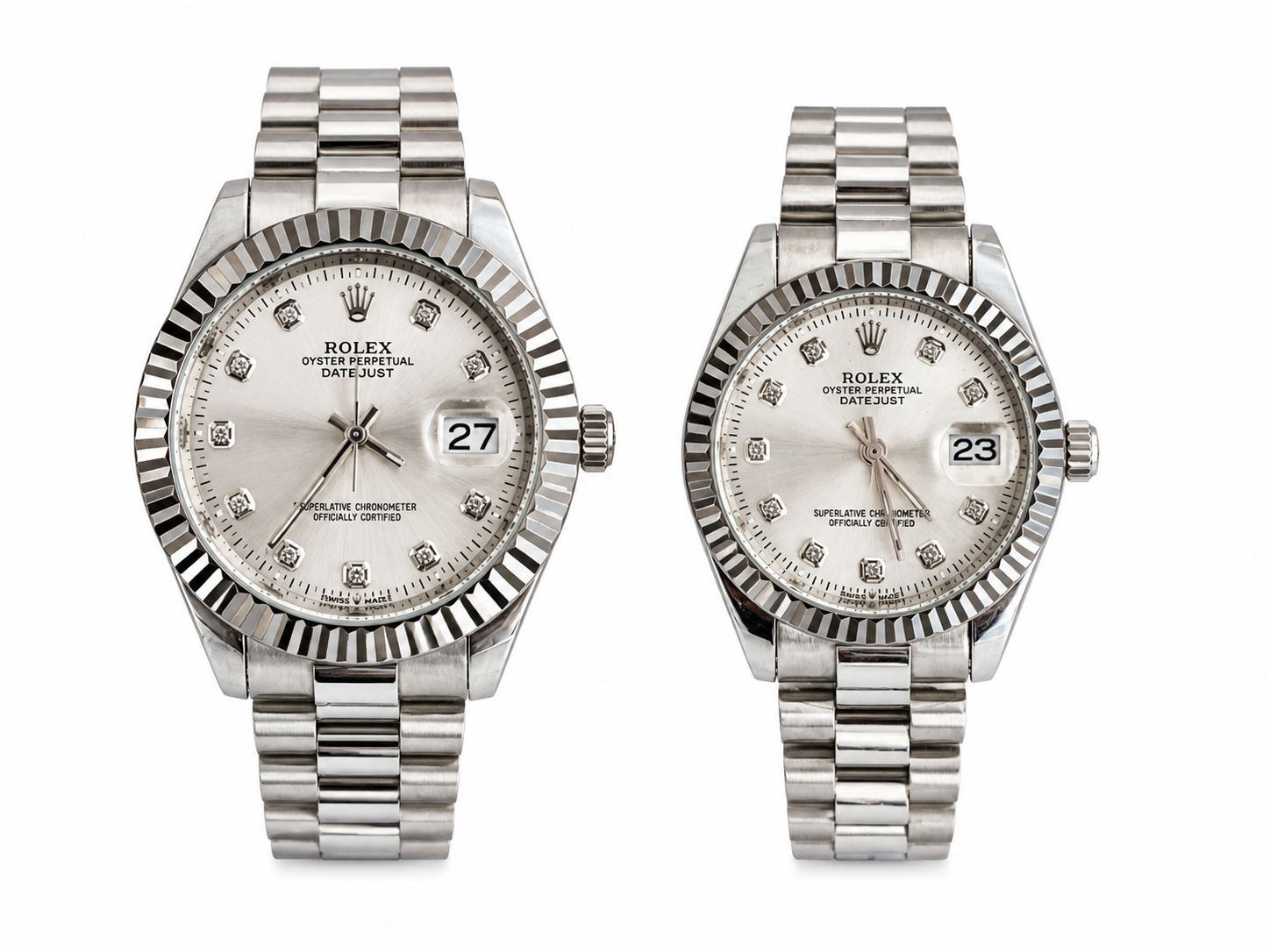 Rolex Full Silver Couple Watch