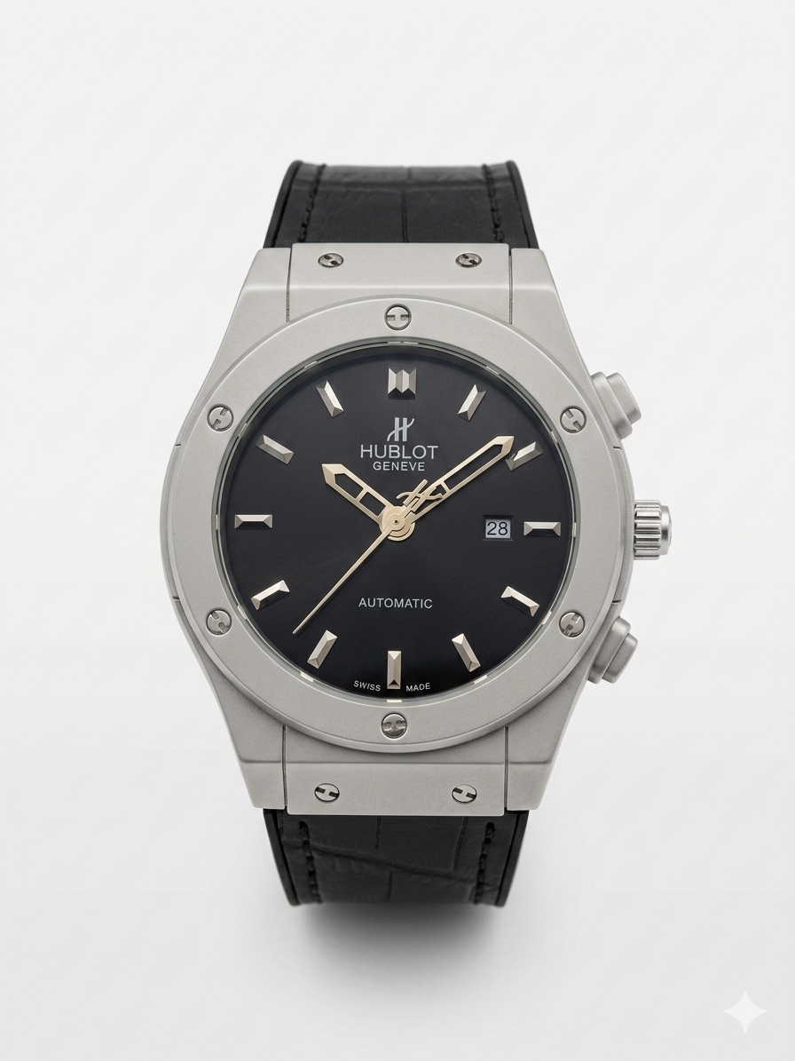Hublot Black Premium Strap Watch